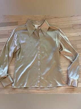 Vintage express gold silk mob wife Tuscan mom old money office siren blouse